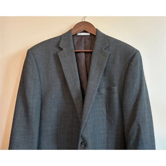 Lauren Ralph Lauren Men Black/Brown Check Tweed Wool‎ Blazer Sport Coat Size 42L